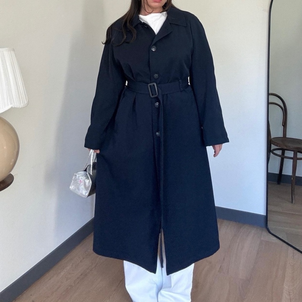 Gloria Vanderbilt Vintage Navy Blue Trench Coat in size 14